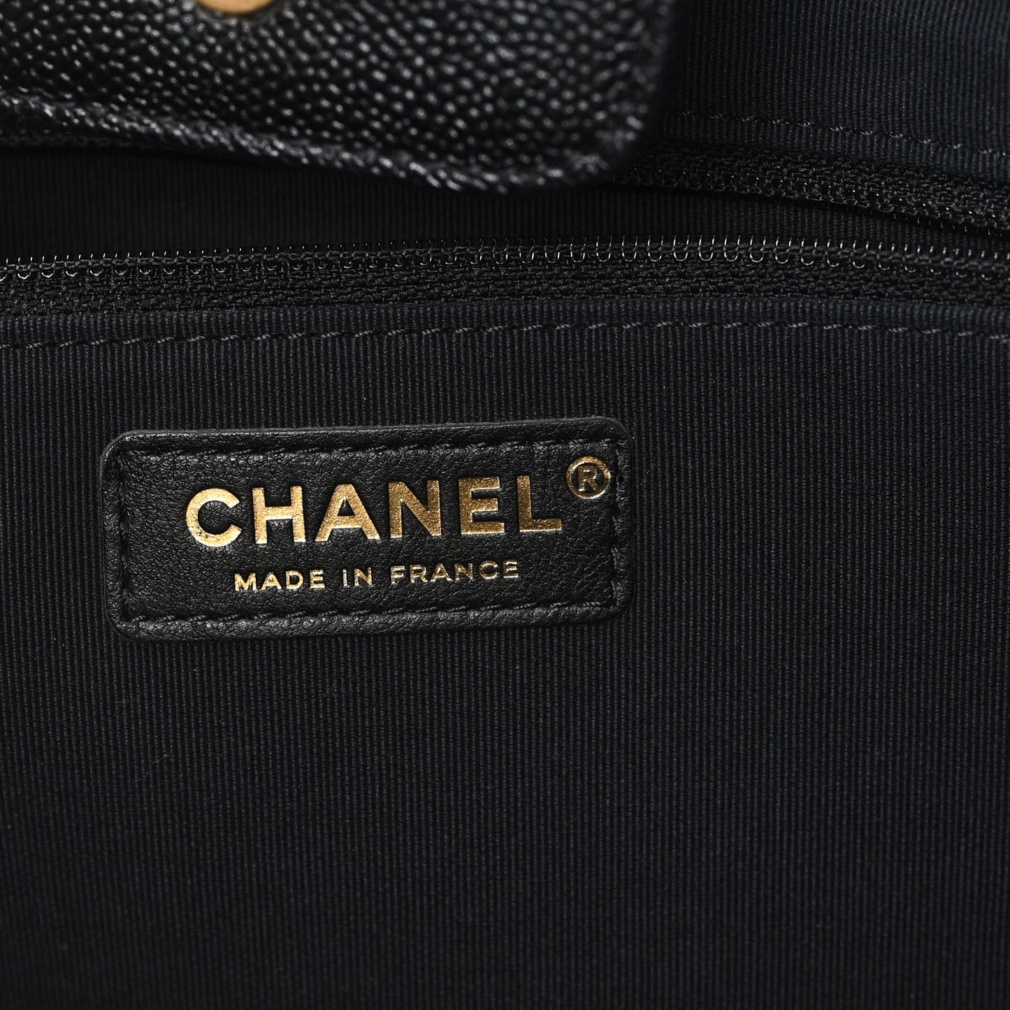 Caviar Quilted Small Trapezoid Chain Shopping Tote Black