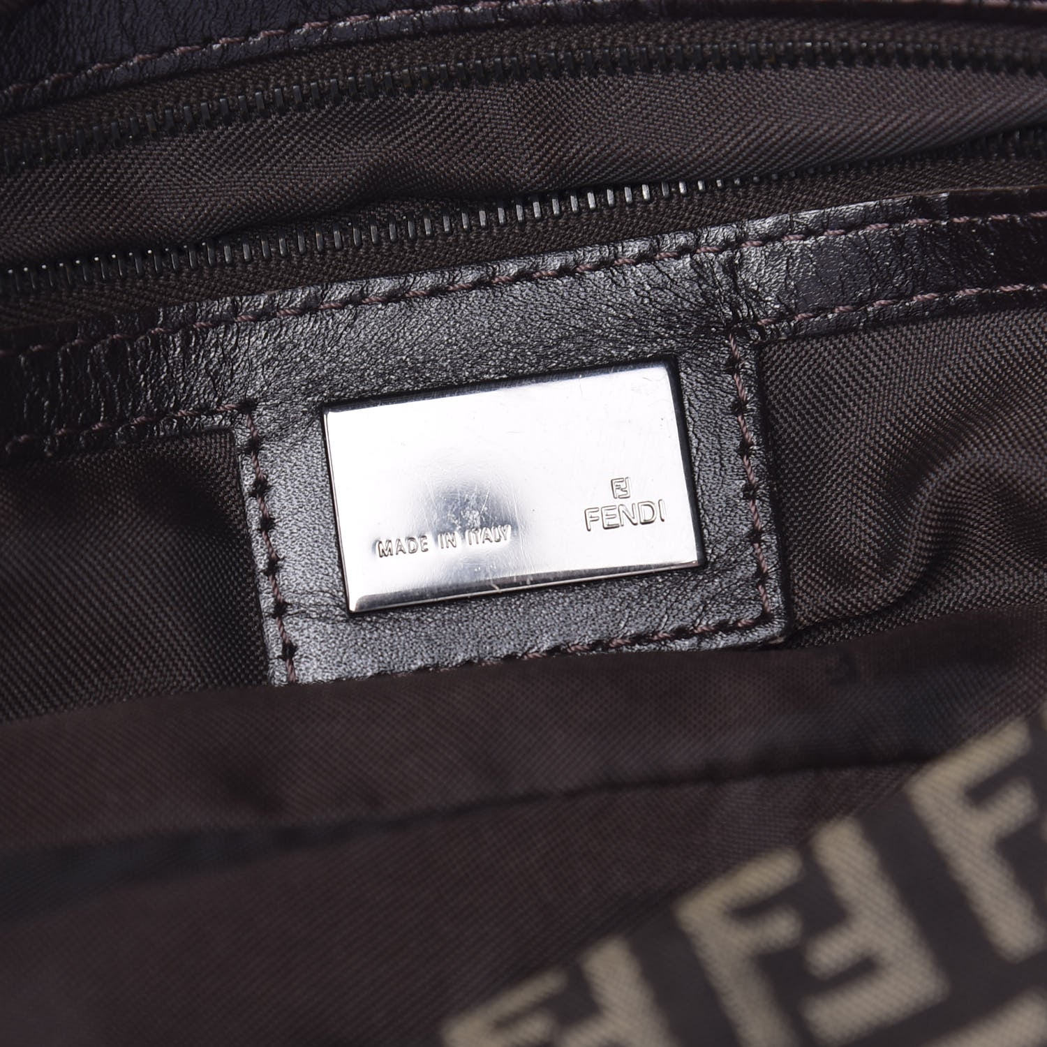 Fendi Zucchino Vitello Baguette Testa di Moro Beige 6 of 11