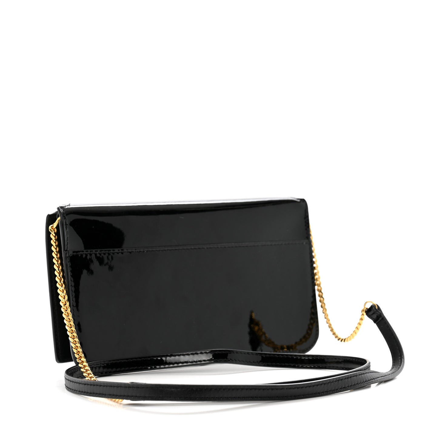 Patent Monogram Phone Holder Crossbody Black