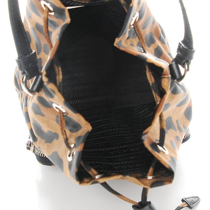 Prada Tessuto Nylon Leopard Print Mini Bucket Bag Miele 8 of 8