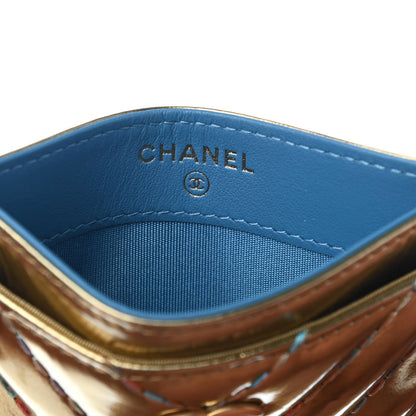 Chanel Metallic Calfskin Chevron Quilted Card Holder Gold 5 of 9