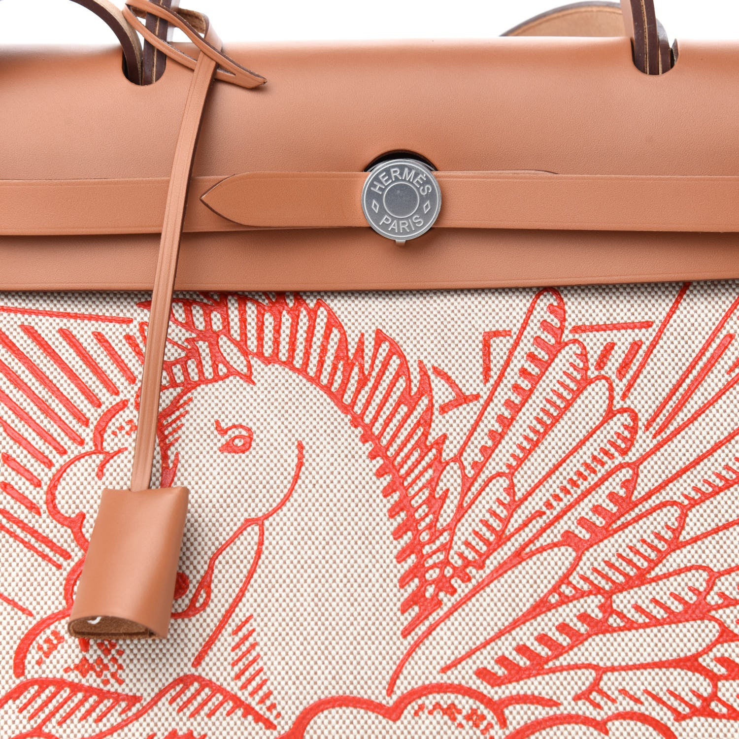 Hermes Vache Hunter Toile Pegase Pop Herbag Zip Retourne 31 PM Capucine Ecru 10 of 11