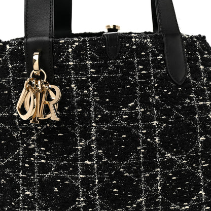 Christian Dior Calfskin Tweed Cannage Medium Toujours  Black White 16 of 23