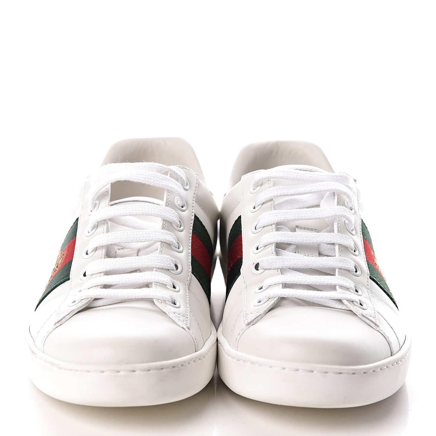 Miro Soft Calfskin Laminated Ayers Web Bee Embroidered Mens Ace Sneakers 7 White Red Flame Green