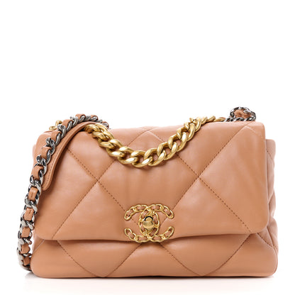 Chanel Lambskin Quilted Medium Chanel 19 Flap Brown 1 of 10