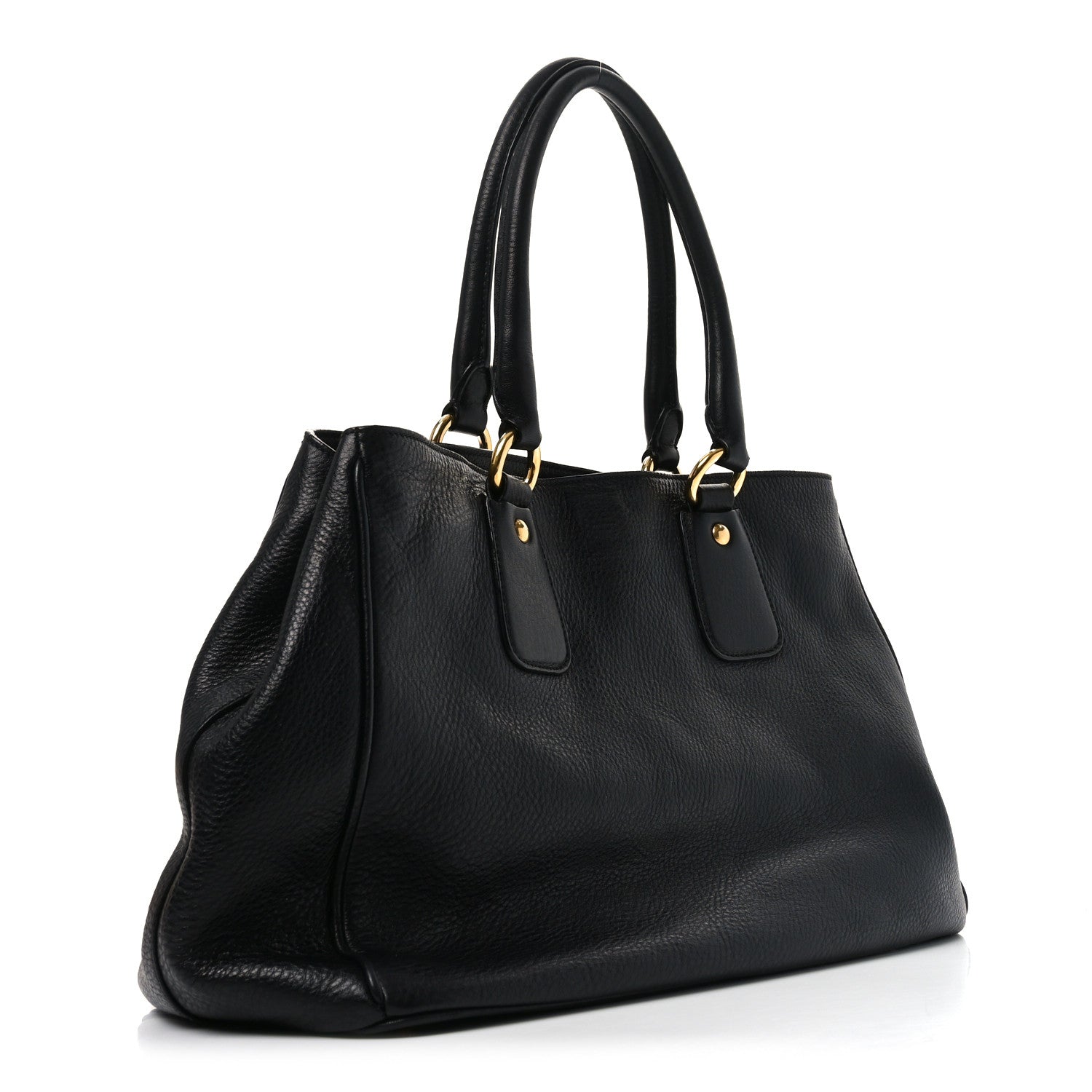Prada Vitello Daino Tote Black 3 of 9