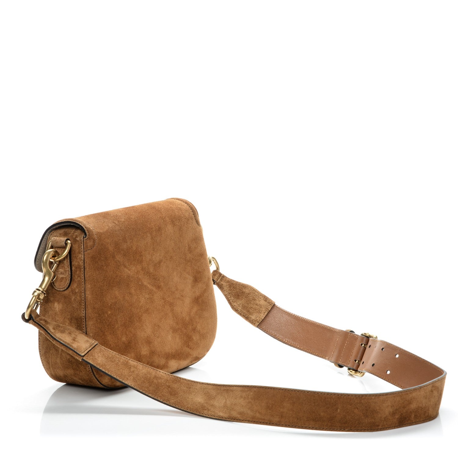 Gucci Suede Medium Lady Web Shoulder Bag New Marron 3 of 6