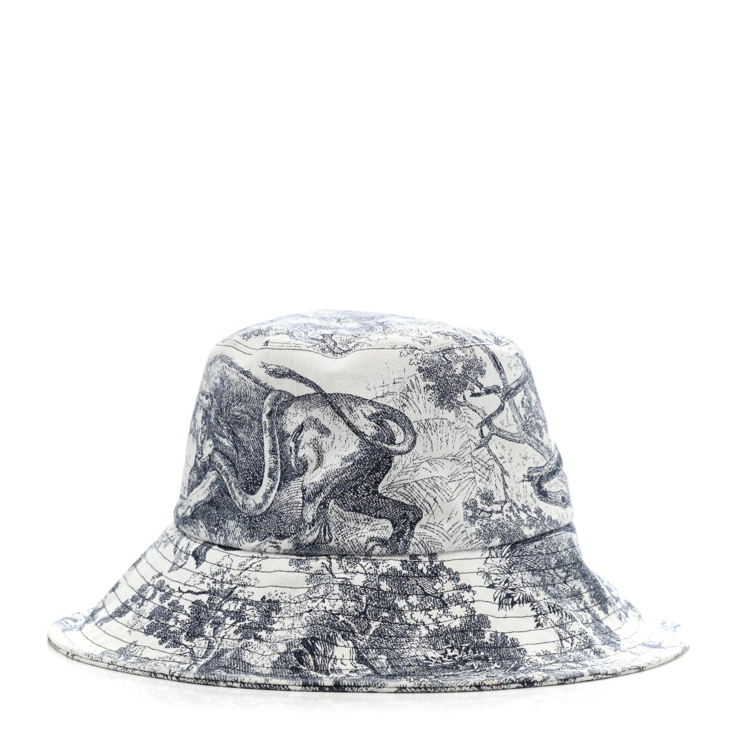 Cotton Toile De Jouy Bucket Hat 57 Blue