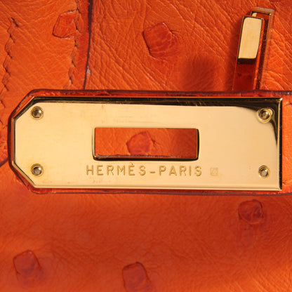 Hermes Ostrich Birkin 35 Orange 7 of 10