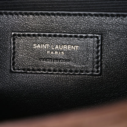 Saint Laurent Suede Mixed Matelasse Triquilt Medium Monogram Envelope Satchel Bark Brown 6 of 10