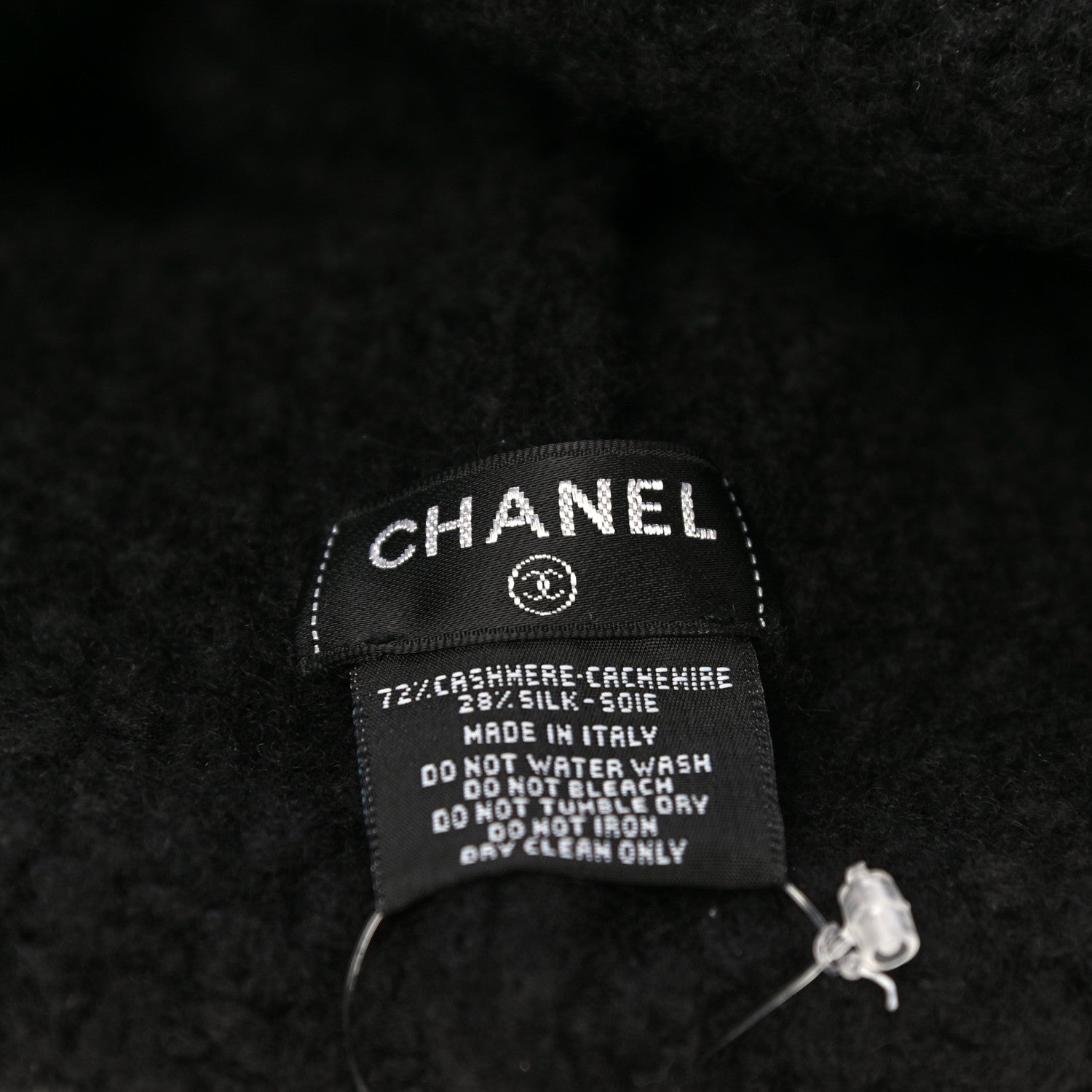 Chanel Cashmere Silk CC Beanie Hat Black 4 of 5