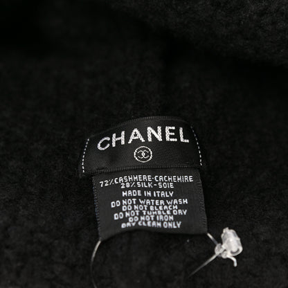 Chanel Cashmere Silk CC Beanie Hat Black 4 of 5