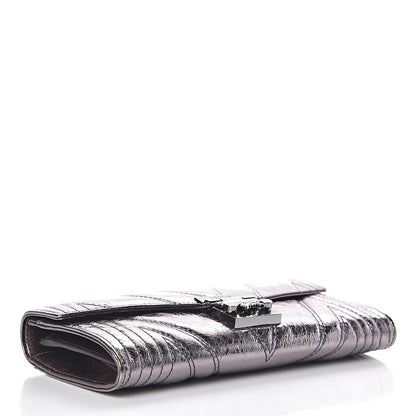 MCM Metallic Calfskin Quilted Wallet On Chain Silver 4 of 11