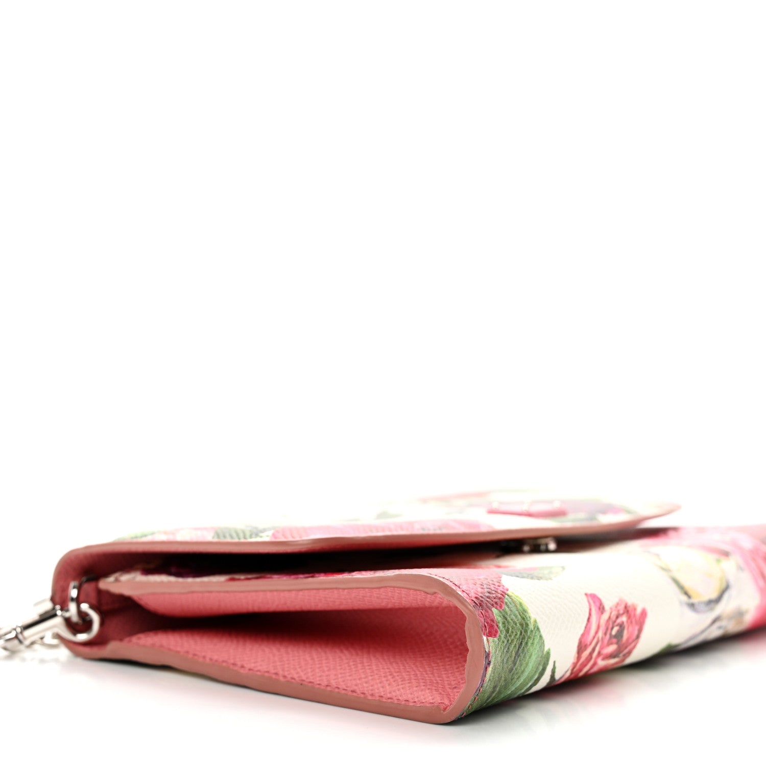 Dolce & Gabbana Dauphine Floral Print Wallet On Chain White Pink 10 of 14