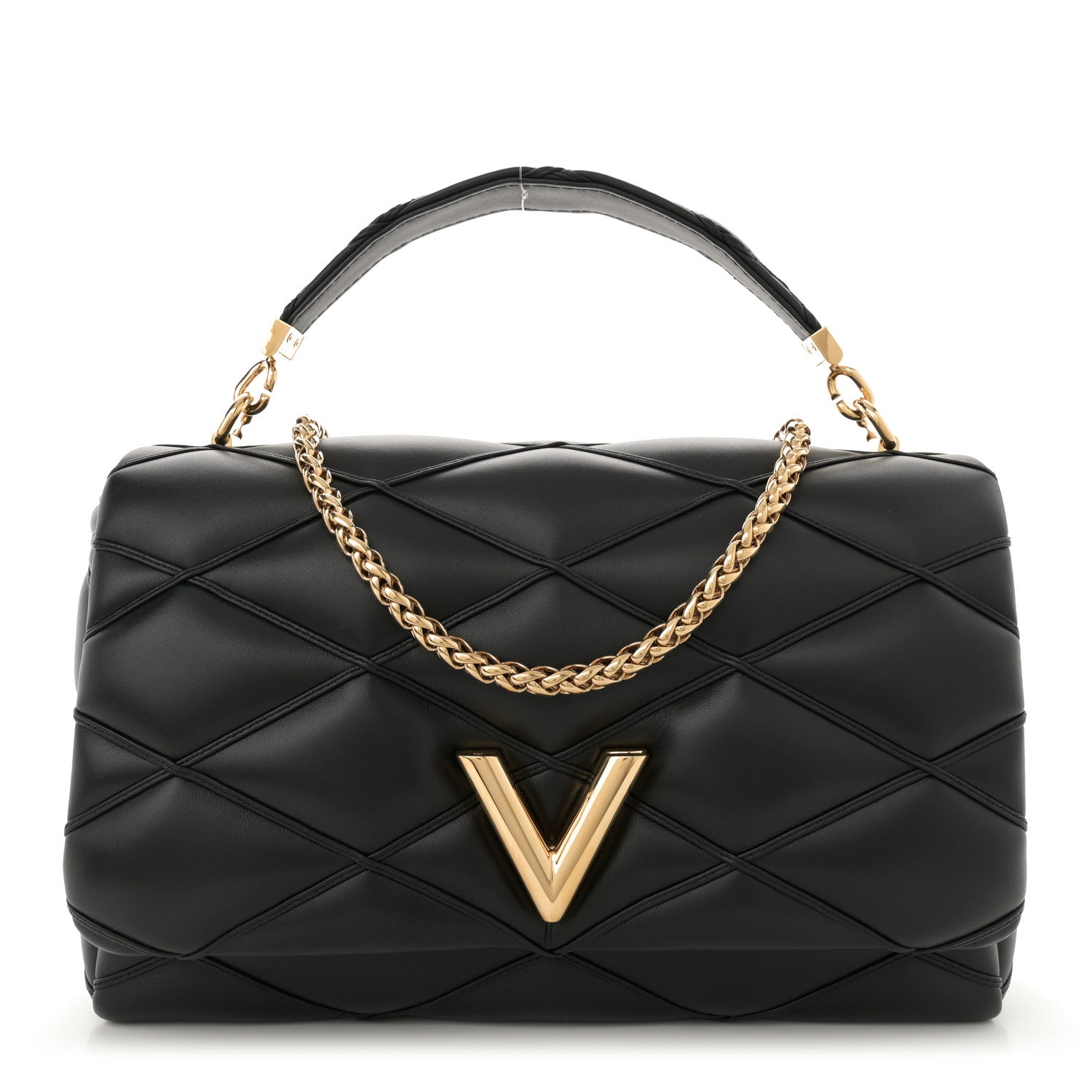 Louis Vuitton Lambskin Malletage Top Handle GO-14 GM Black 1 of 14