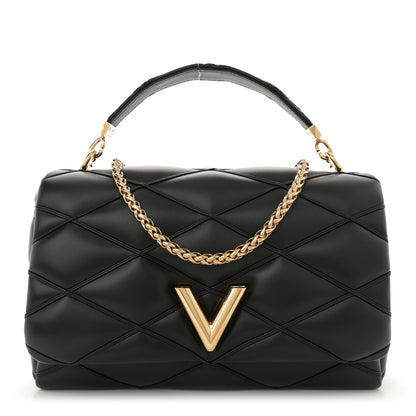 Louis Vuitton Lambskin Malletage Top Handle GO-14 GM Black 1 of 14