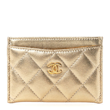 Chanel Metallic Lambskin Quilted CC Card Holder Gold 1 of 13