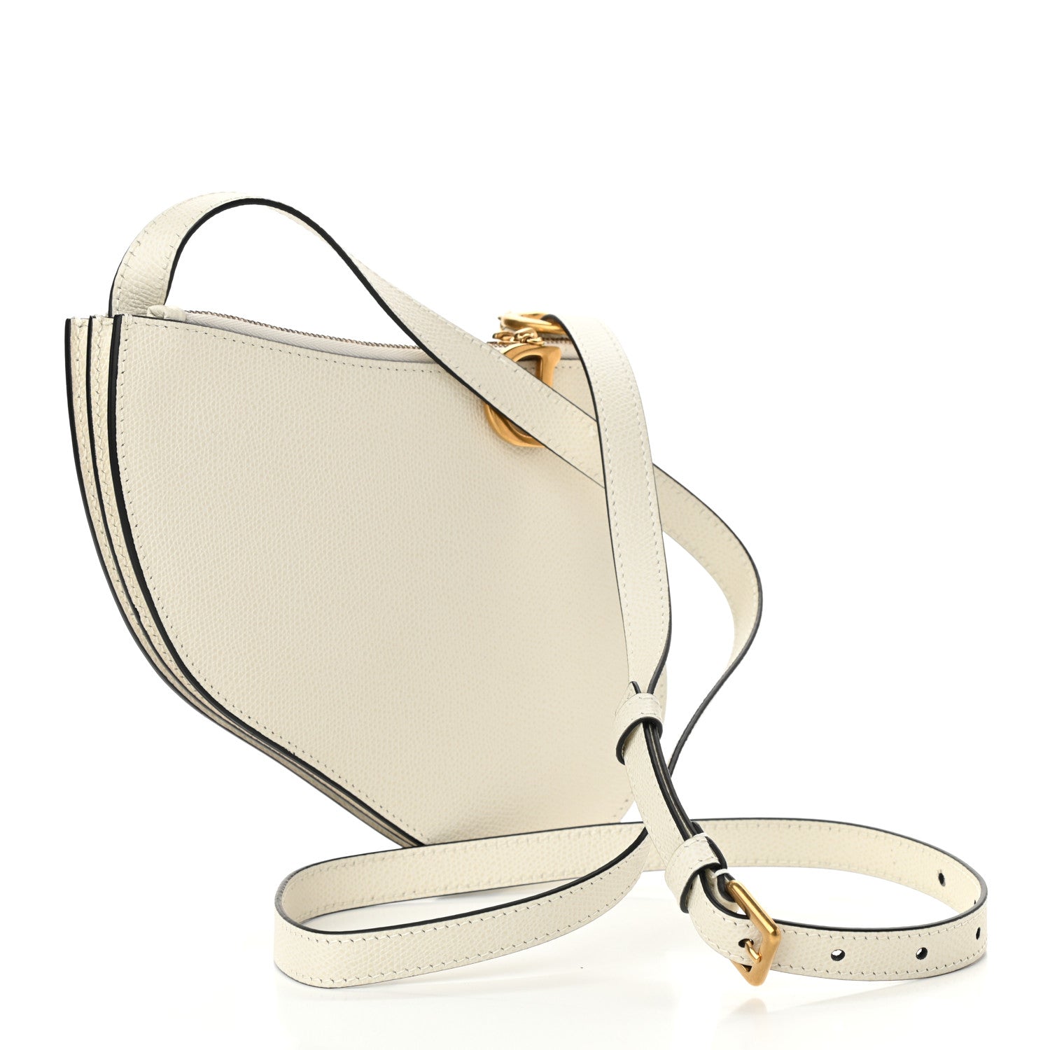 Christian Dior Grained Calfskin Saddle Pouch With Strap White 3 of 9