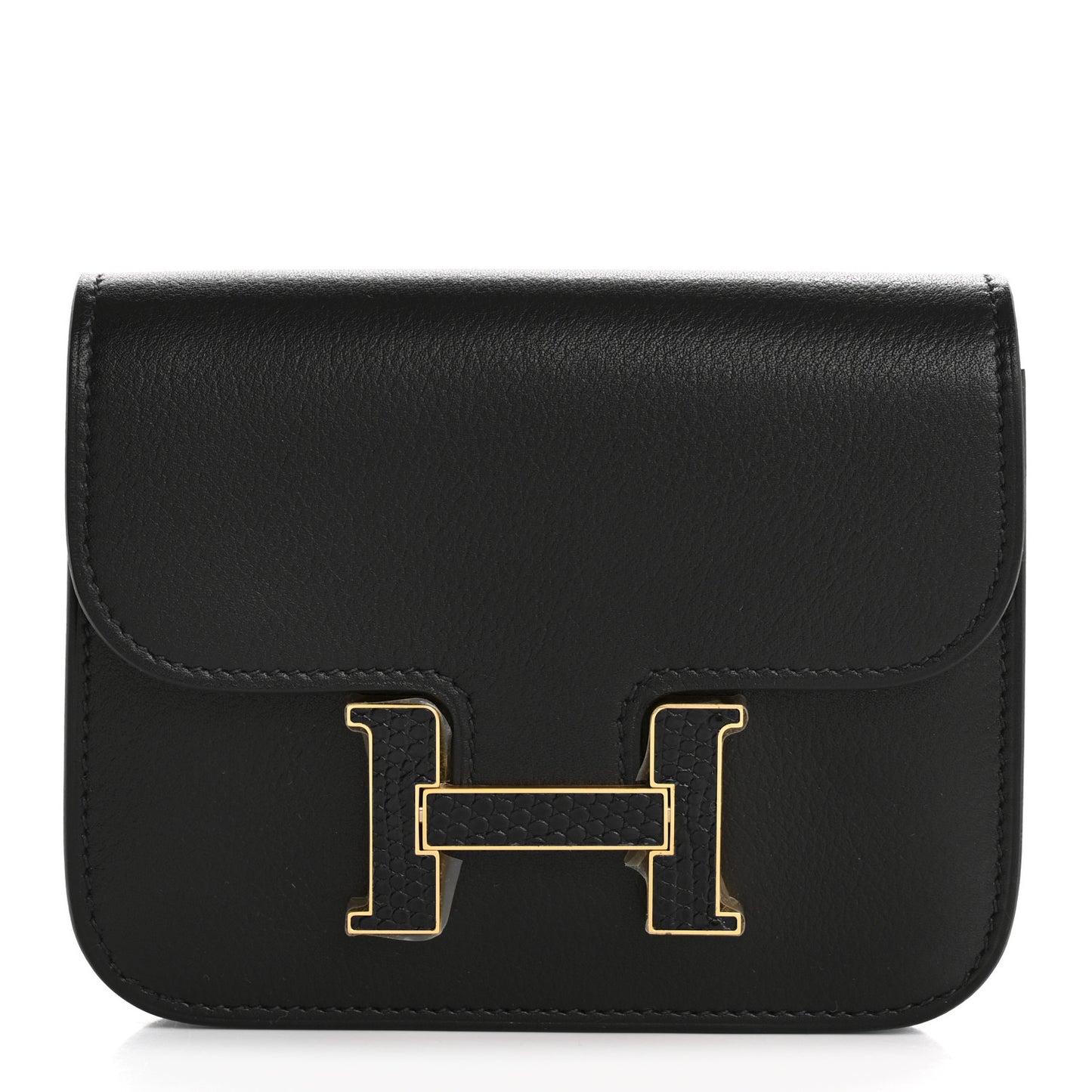 Evergrain Lizard Constance Slim Wallet Black