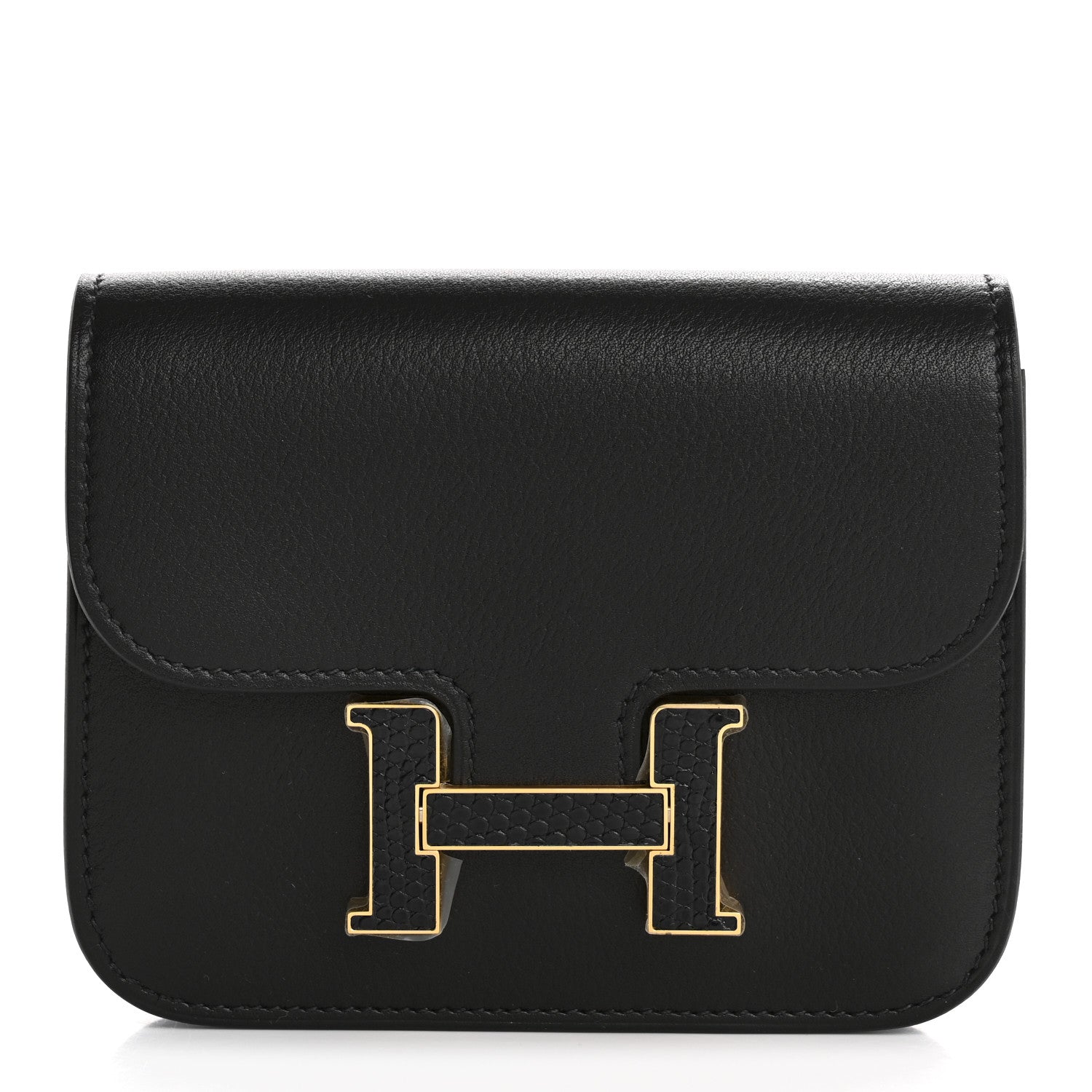 Hermes Evergrain Lizard Constance Slim Wallet Black 1 of 10