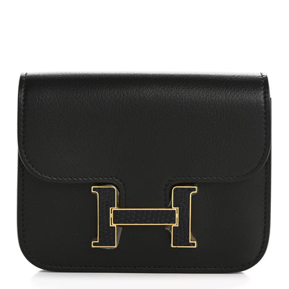 Hermes Evergrain Lizard Constance Slim Wallet Black 1 of 10