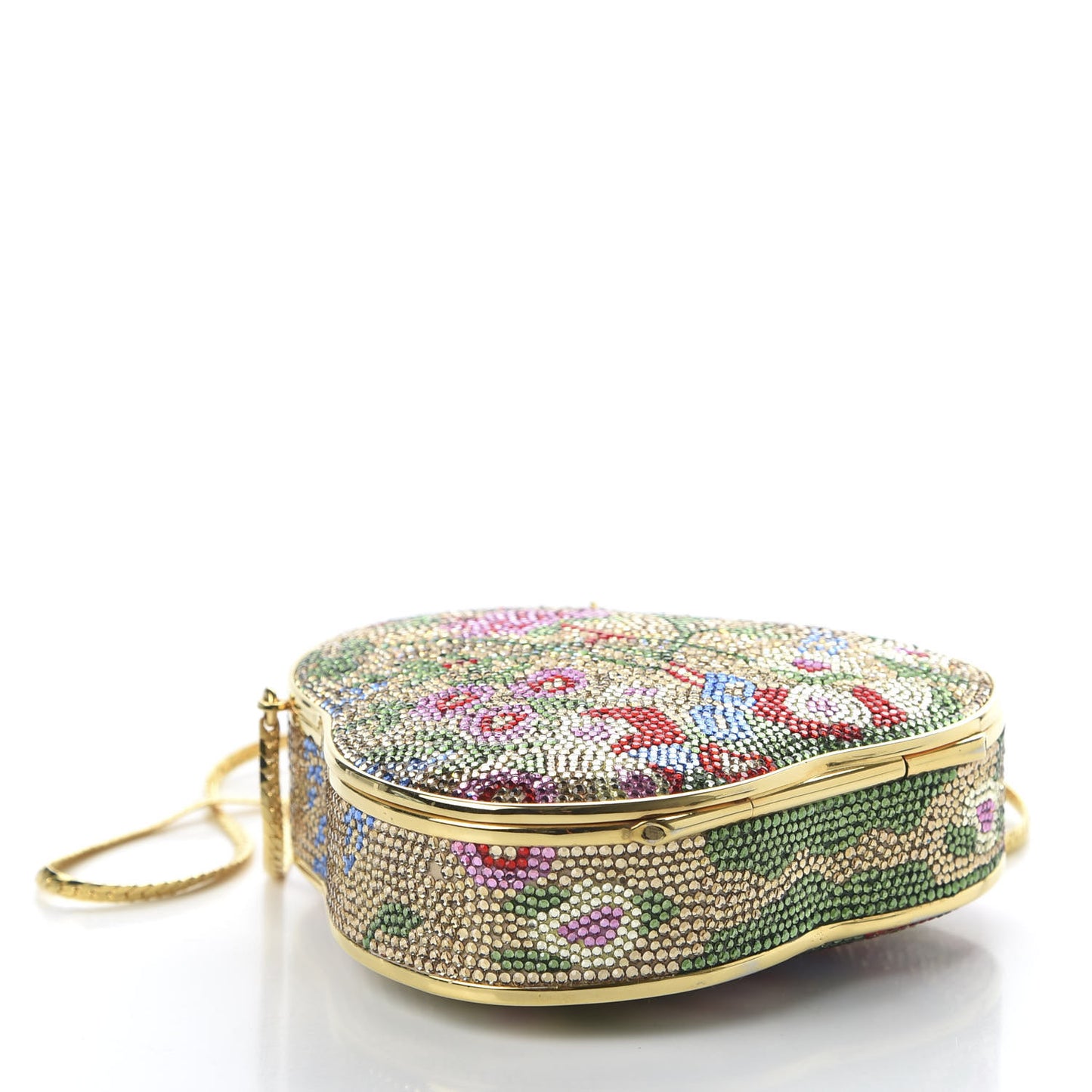 Swarovski Crystal Flower Minaudiere Clutch Gold