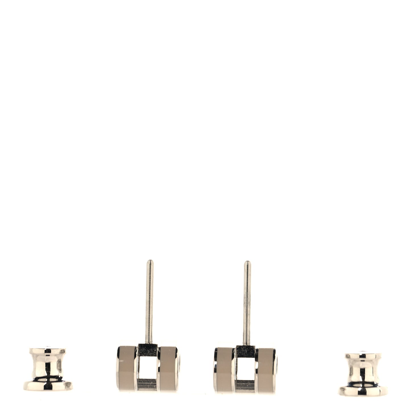 Palladium Lacquered Mini Pop H Earrings Marron Glace