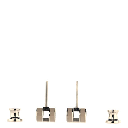 Hermes Palladium Lacquered Mini Pop H Earrings Marron Glace 3 of 4