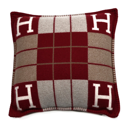 Hermes Wool Cashmere Avalon III Pillow PM Ecru Rouge 1 of 3
