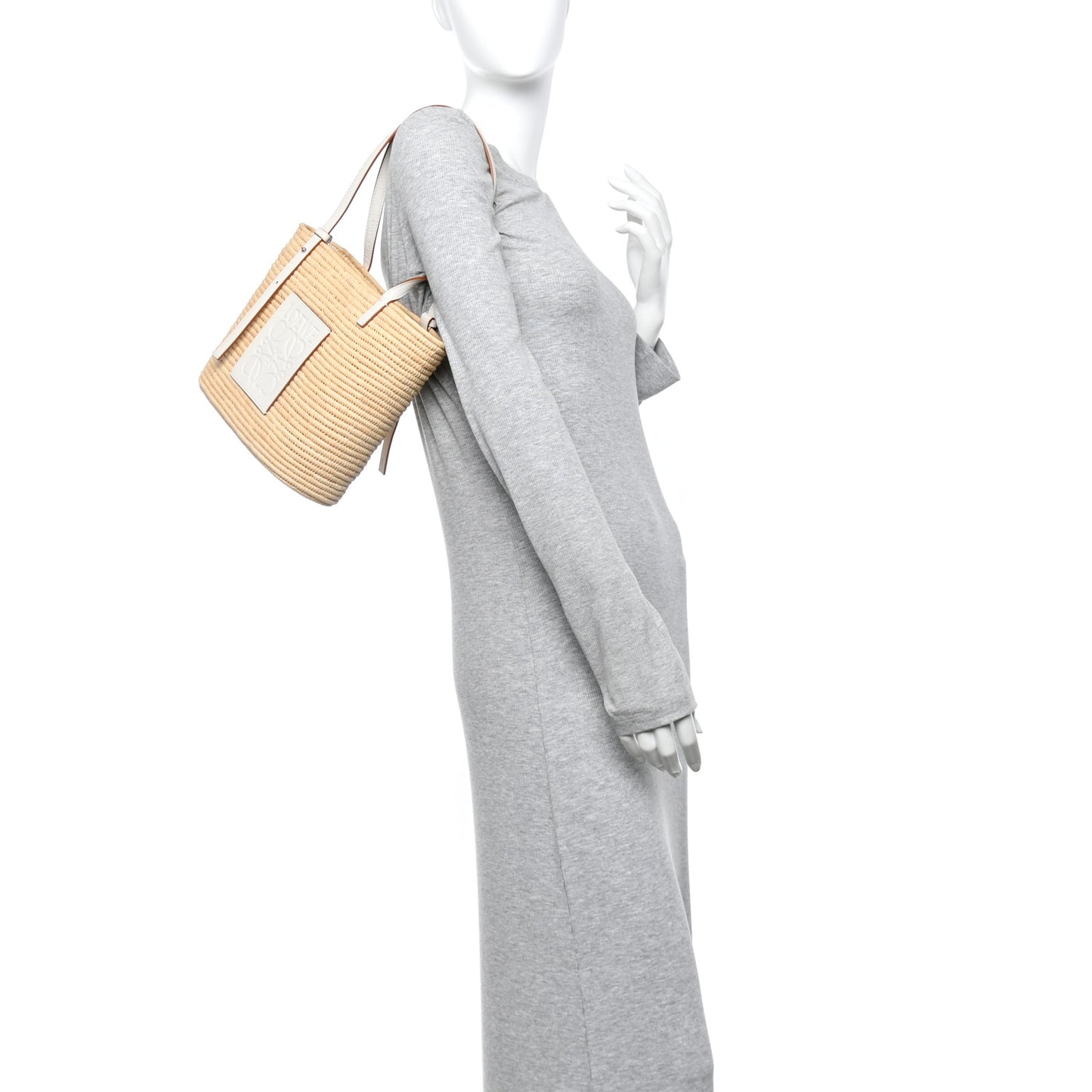 Raffia Square Small Basket Tote Bag Natural White