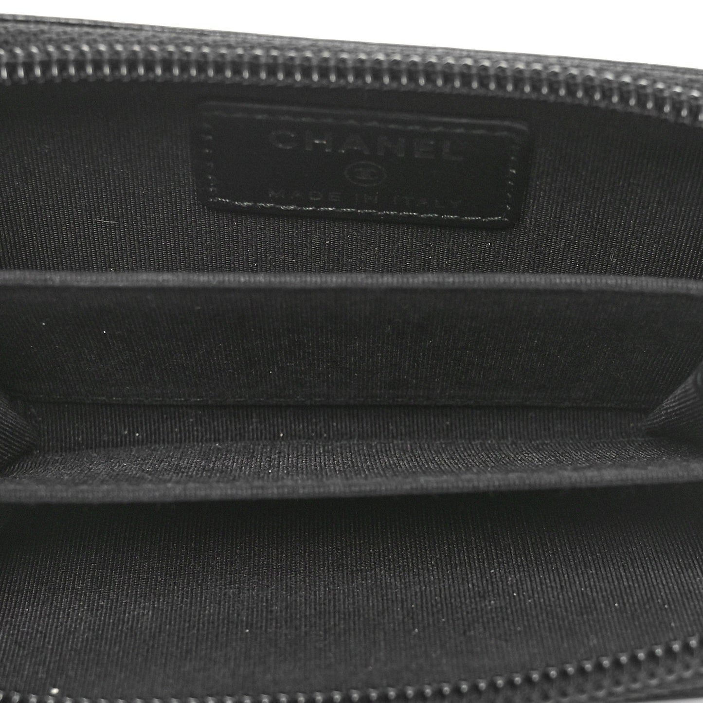 Grained Calfskin Quilted Boy Zip Around Coin Purse Wallet Black