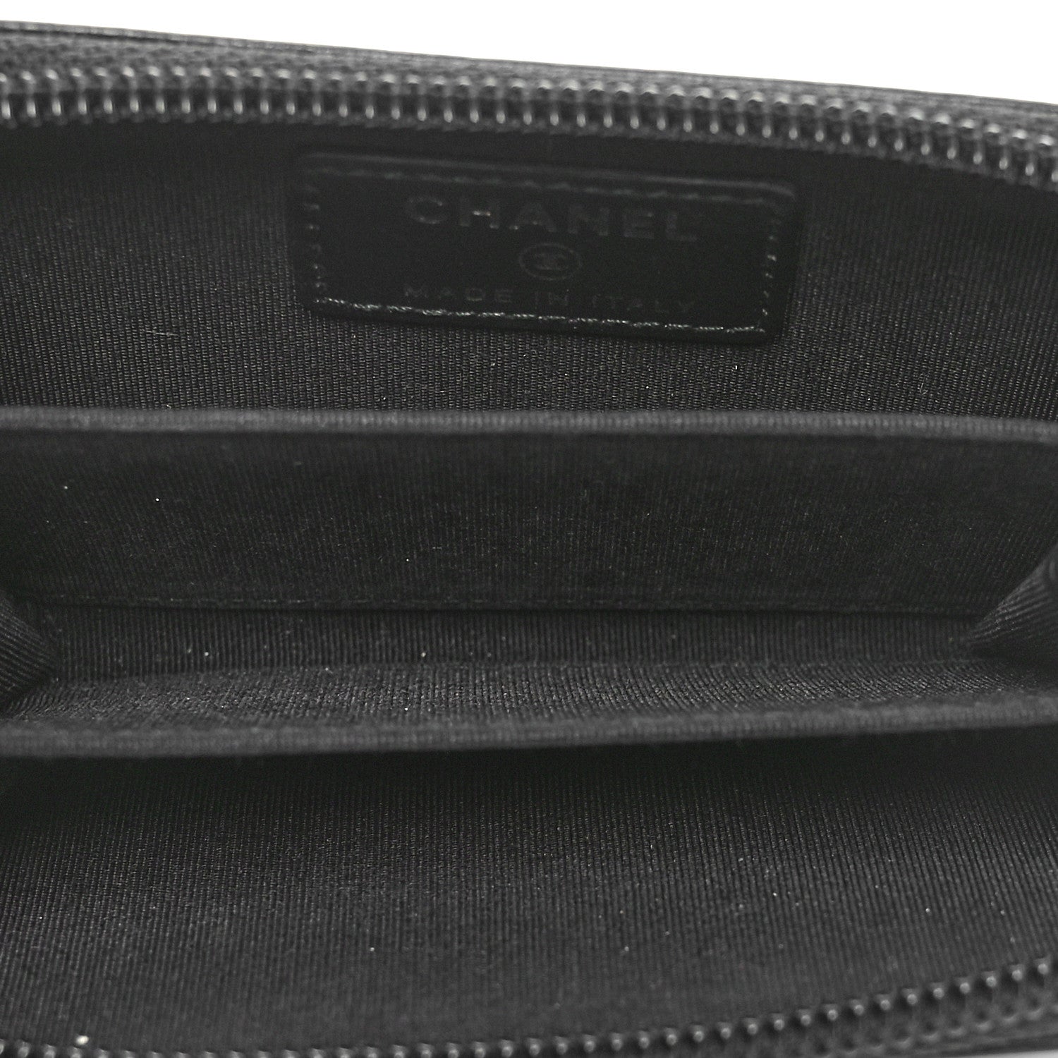 Chanel Grained Calfskin Quilted Boy Zip Around Coin Purse Wallet Black 5 of 8