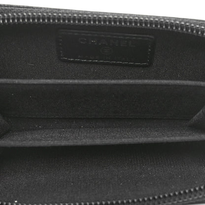 Chanel Grained Calfskin Quilted Boy Zip Around Coin Purse Wallet Black 5 of 8