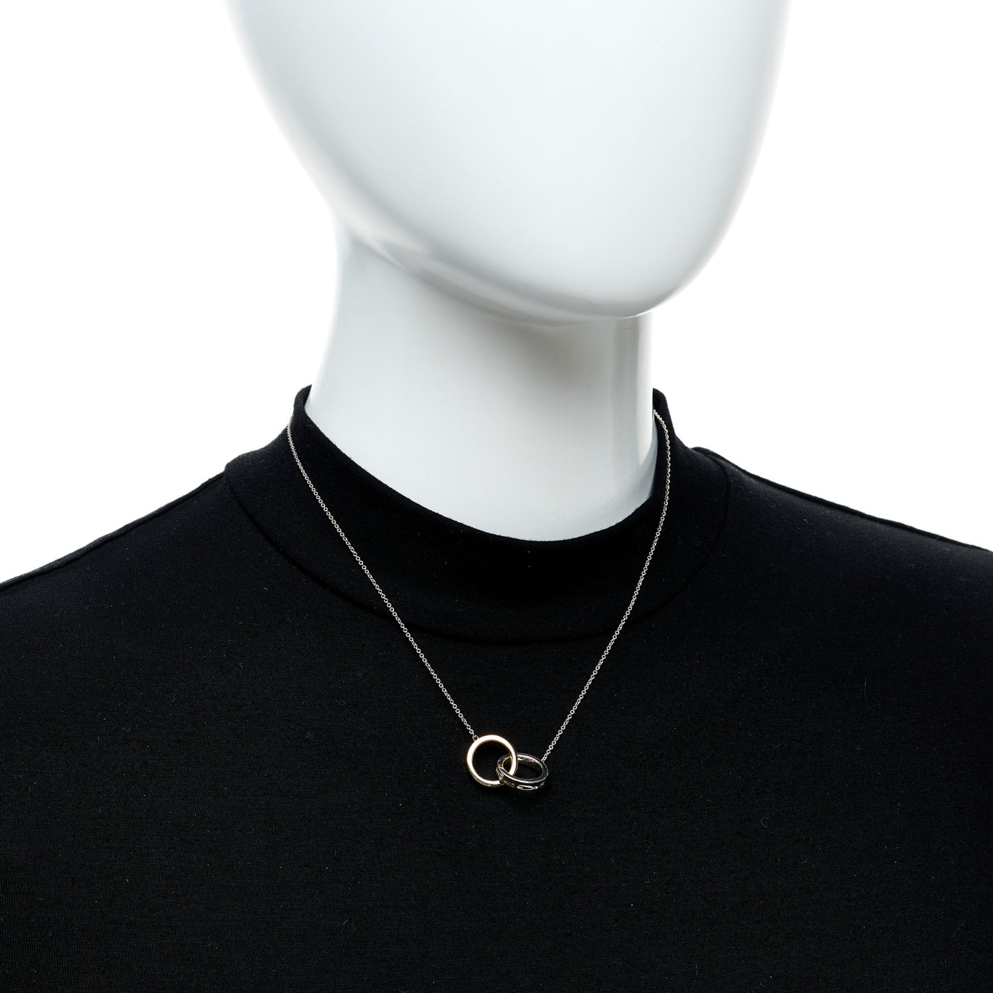 Sterling Silver 18K Yellow Gold 1837 Interlocking Circles Pendant Necklace