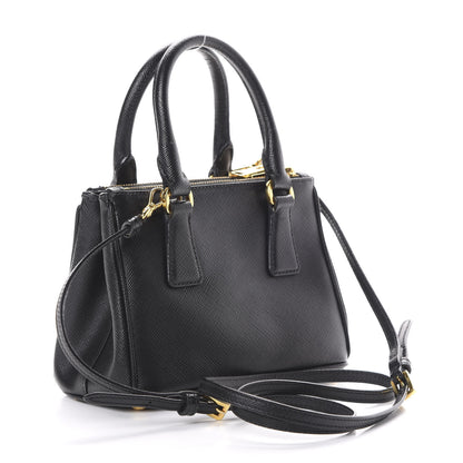 Prada Saffiano Lux Mini Galleria Double Zip Tote Black 2 of 15