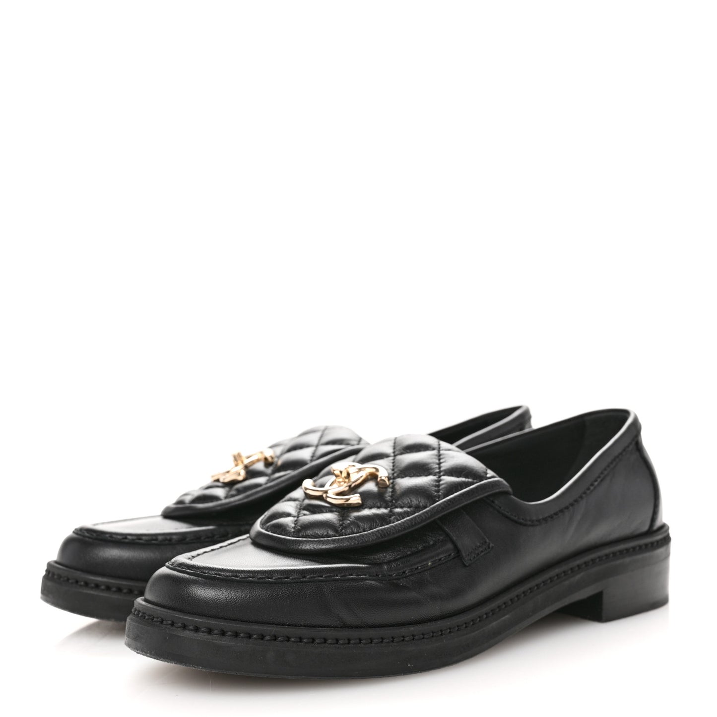 Lambskin Quilted CC Turnlock Loafers 37 Black