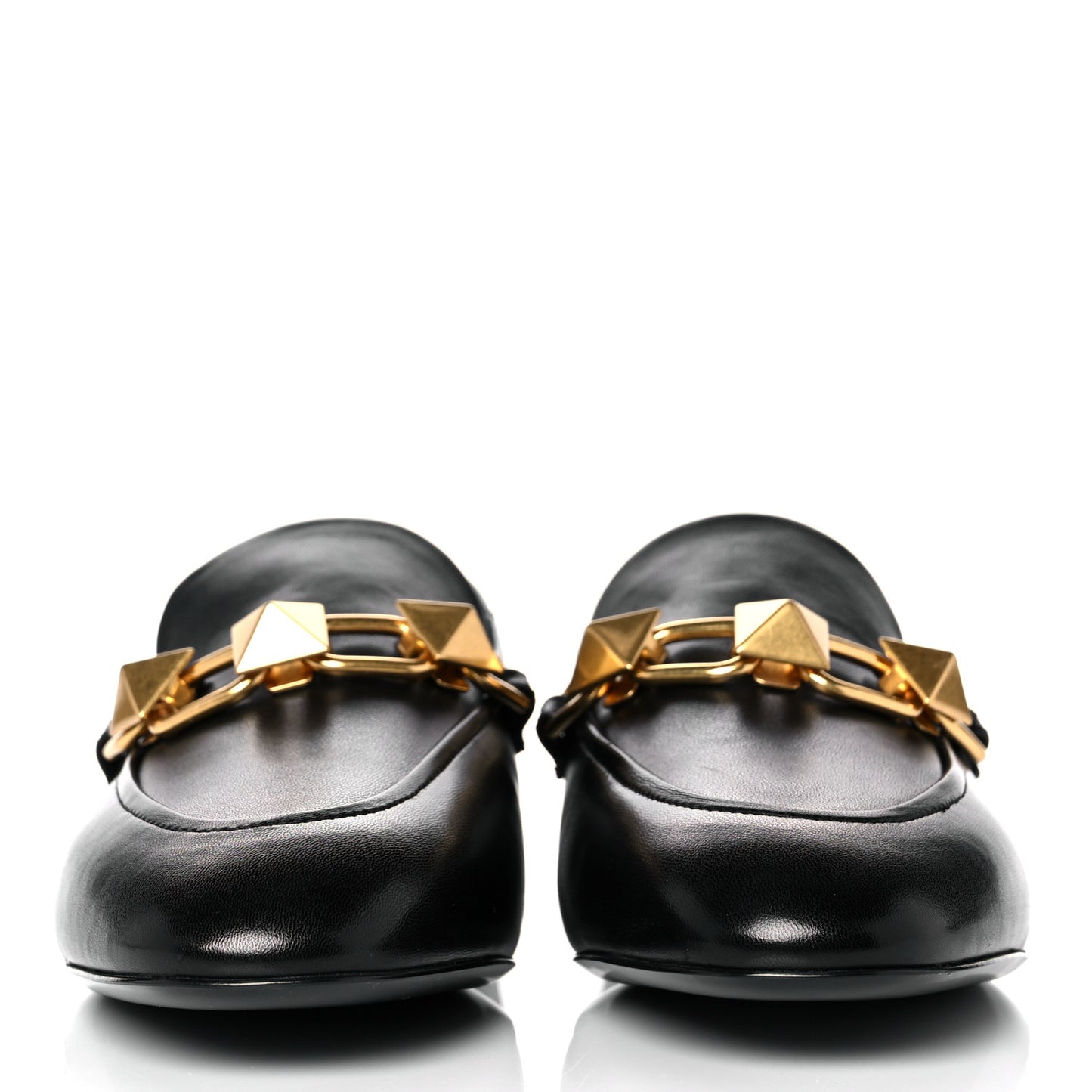 Nappa Stud Sign Loafers 40 Black