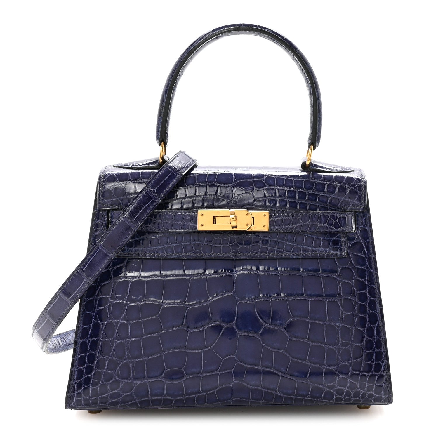 Hermes Shiny Alligator Mini Kelly Sellier 20 Bleu Roi 1 of 16