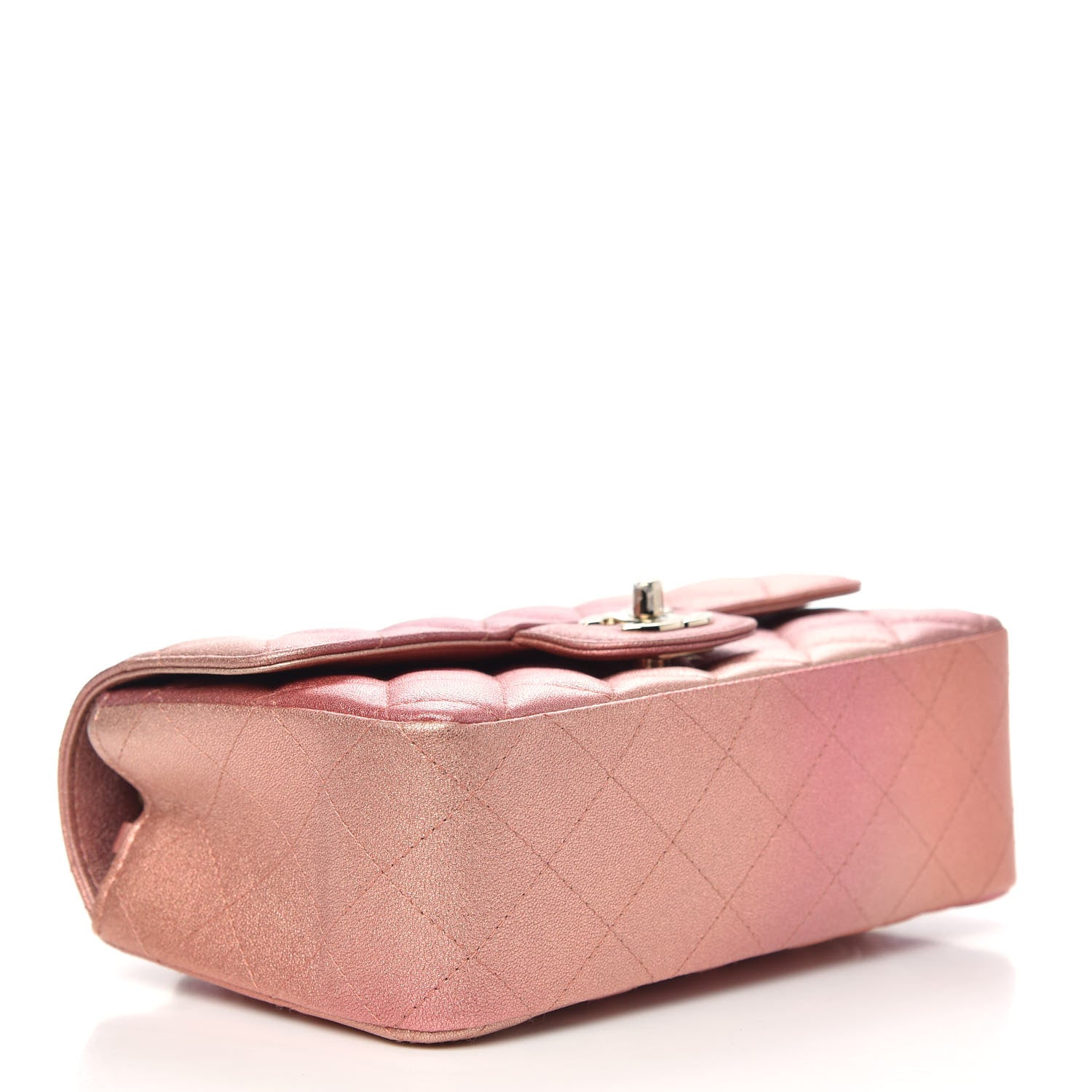 Chanel Metallic Lambskin Quilted Ombre Mini Rectangular Flap Pink 4 of 10
