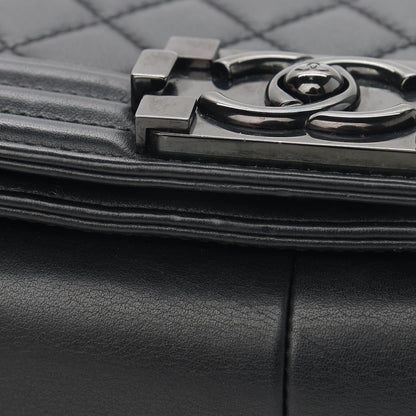 Chanel Lambskin Quilted Medium Boy Flap So Black 11 of 14