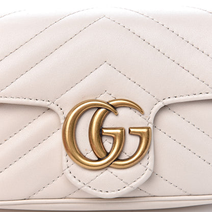 Gucci Calfskin Matelasse Super Mini GG Marmont Shoulder Bag White 10 of 13