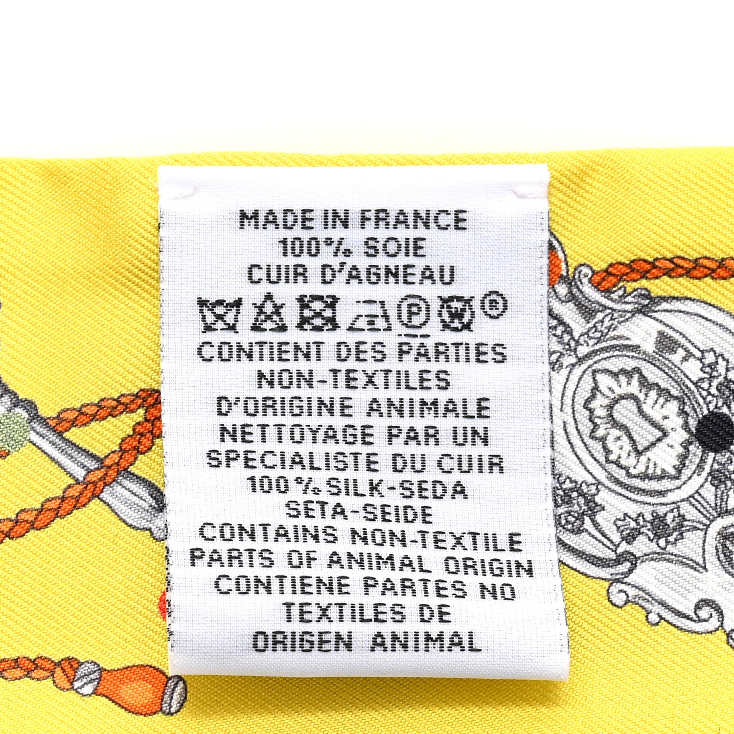 Hermes Silk Agneau Les Cles A Pois Fringed Twilly Jaune Argent