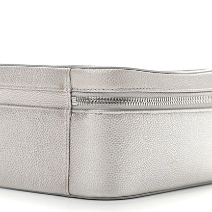 Chanel Metallic Caviar Quilted Large CC Filigree Vanity Case Silver 22 of 23