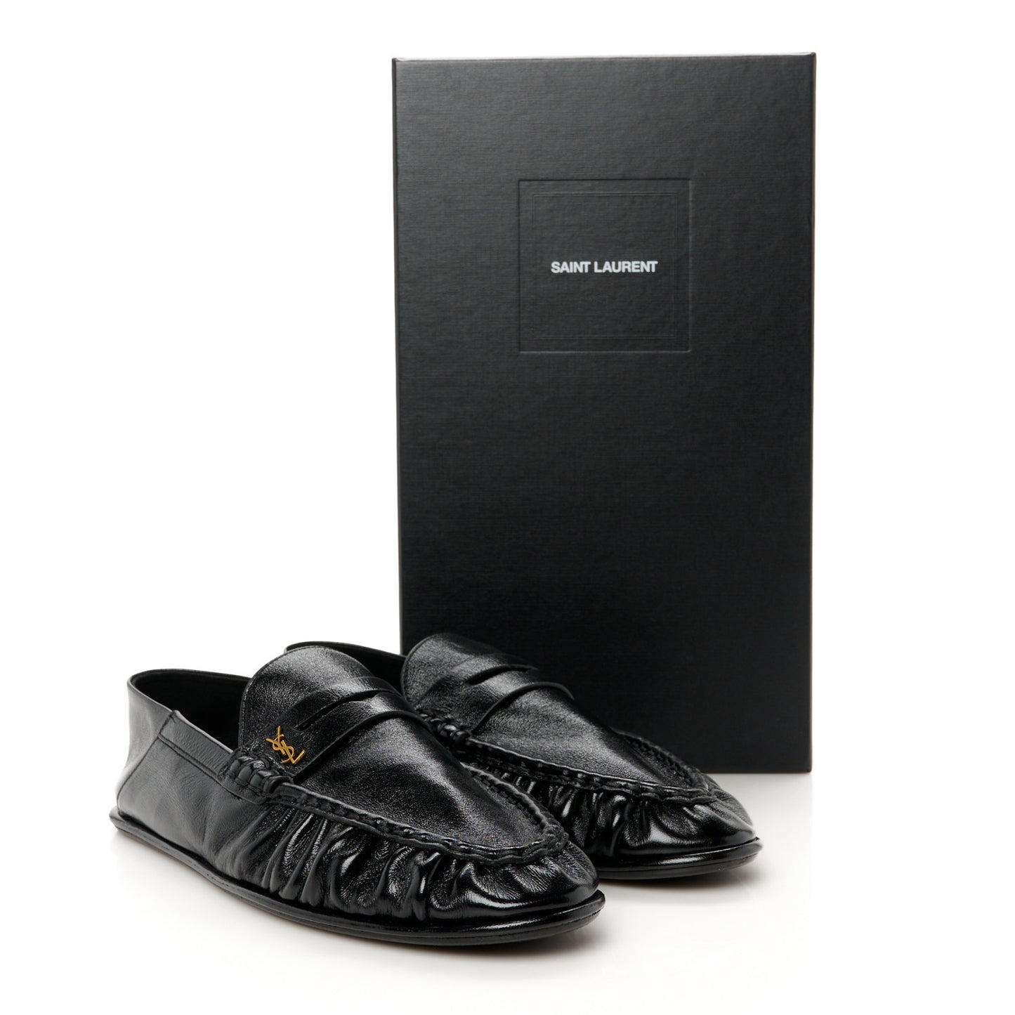 Calfskin Le Loafer Foldable Mens Penny Slippers 43 Black