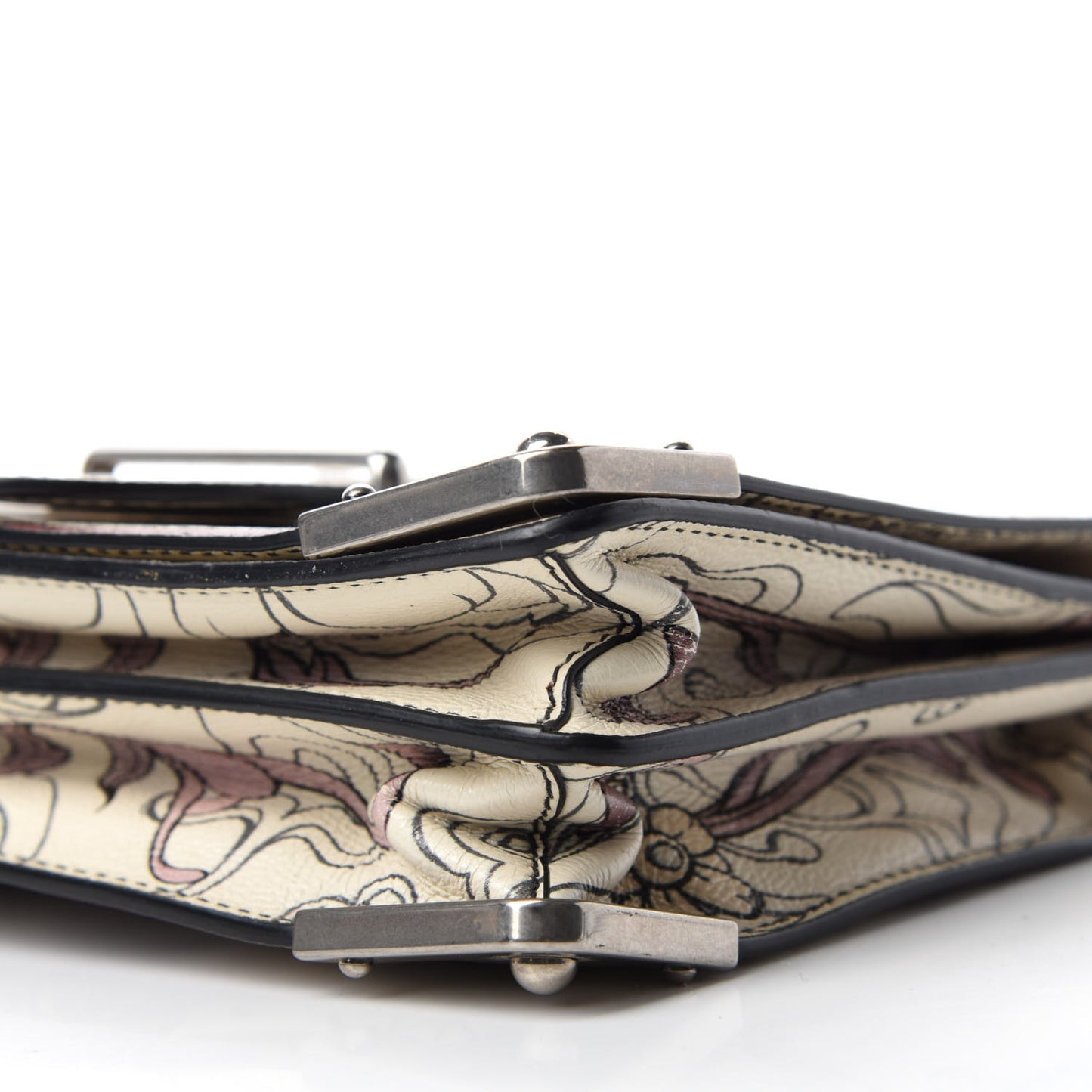 X JAMES JEAN Glace Calfskin Rabbit Print Cahier Bag Opaline