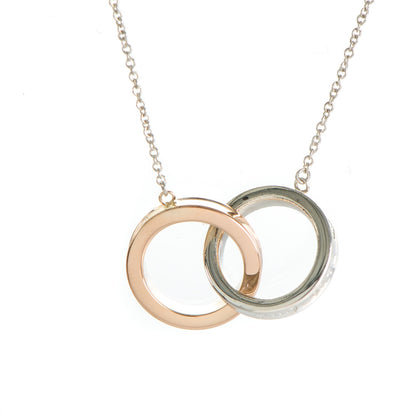 Tiffany Sterling Silver 18K Rose Gold 1837 Interlocking Circles Pendant Necklace 3 of 6
