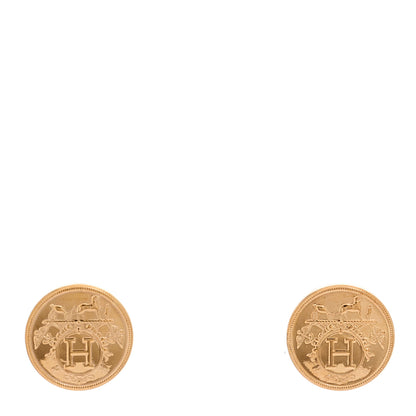 Hermes 18K Rose Gold TPM Ex-Libris Stud Earrings 1 of 5