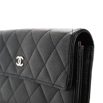 Chanel Caviar Quilted Large Gusset Flap Wallet Black 10 of 12