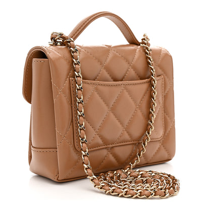 Chanel Lambskin Quilted Mini Retro Twist Top Handle Flap Beige 3 of 12