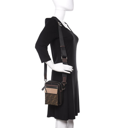 Fendi Nylon Fabric Jacquard Chamois FF 1974 Medium Crossbody Messenger Black Nuvola 2 of 9